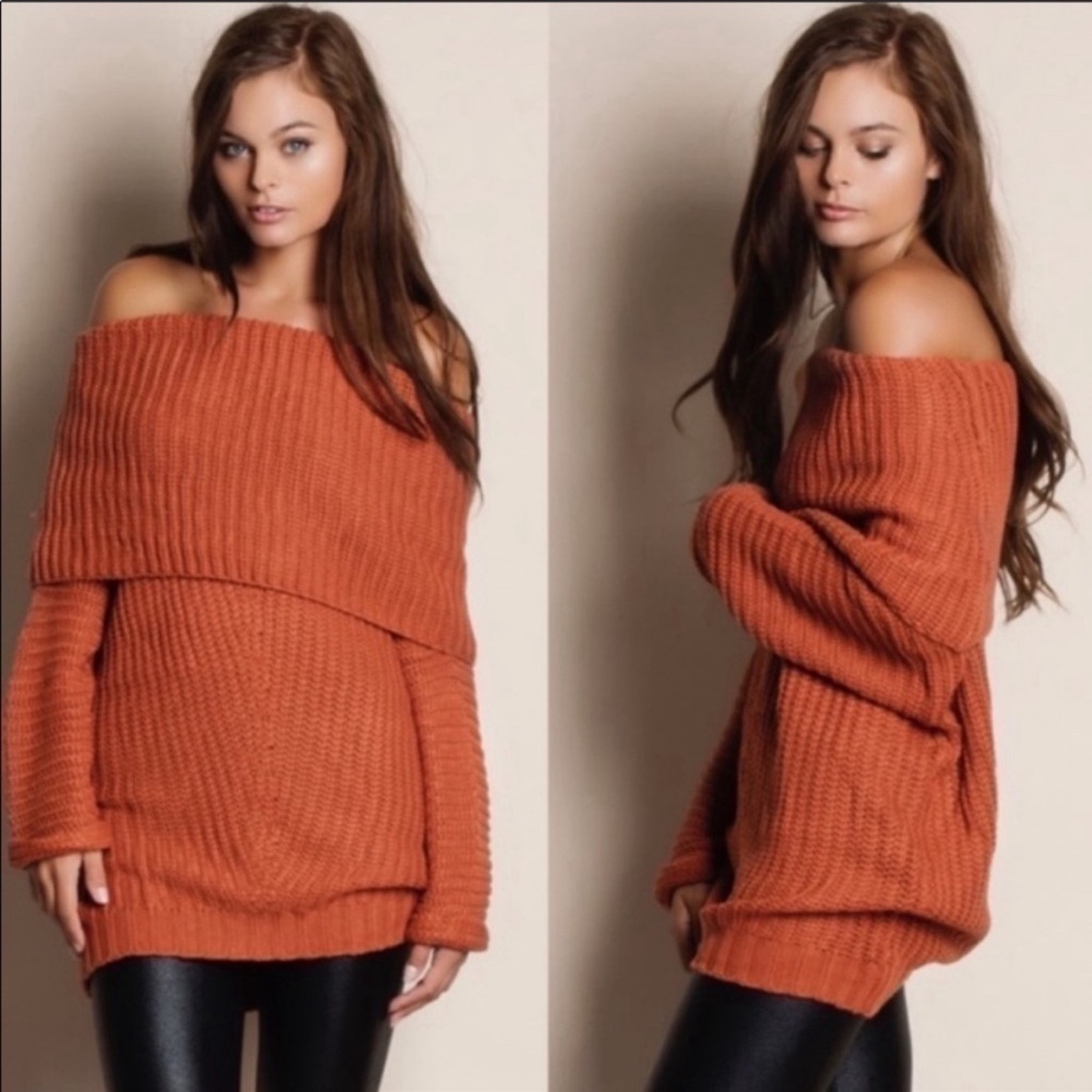 Umgee Women's Off-Shoulder Sweater - Rust